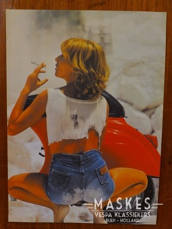 Poster vespa V50 rood  1 girl 