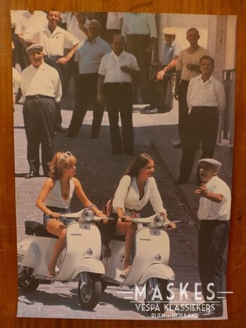 Poster vespa Primavera wit, 2 girl  